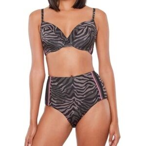 Sanctuary BLACK Here Kitty Kitty Underwire Bikini Swim Top and bottoms